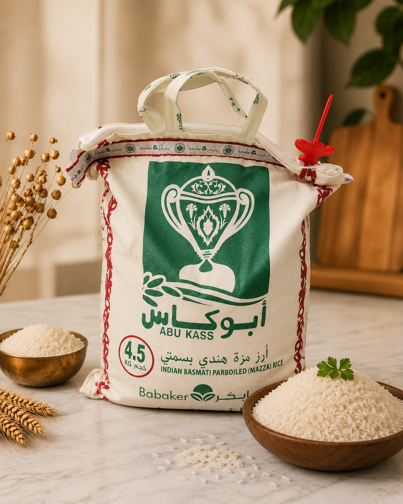 Abu Kass Indian Basmati Parboiled (Mazza) Rice by Babaker – 4.5kg