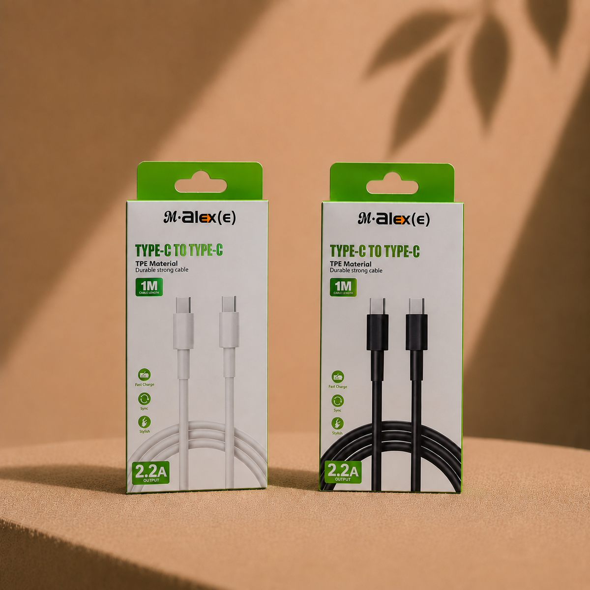 M·alex(E) USB-C-auf-USB-C-Kabel 1M – 3A Schnellladekabel